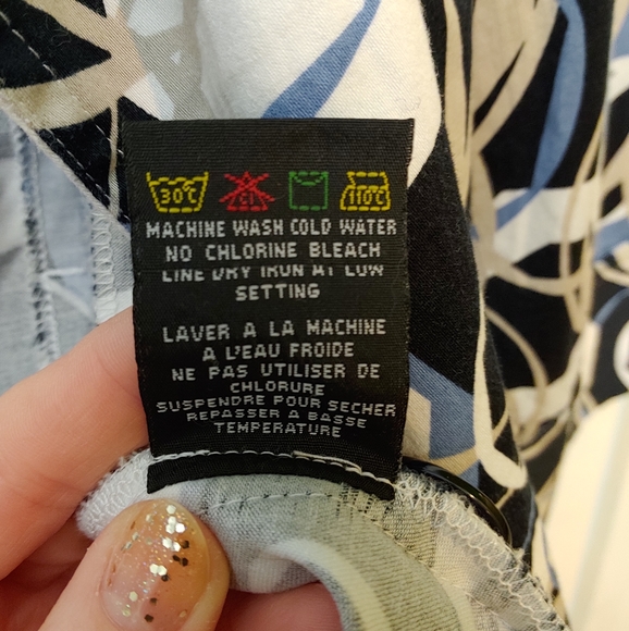 Tribal Button Up Coat Jacket 3/4 Sleeve Belted Trench Geometric Blue Size 8 - Picture 9 of 10